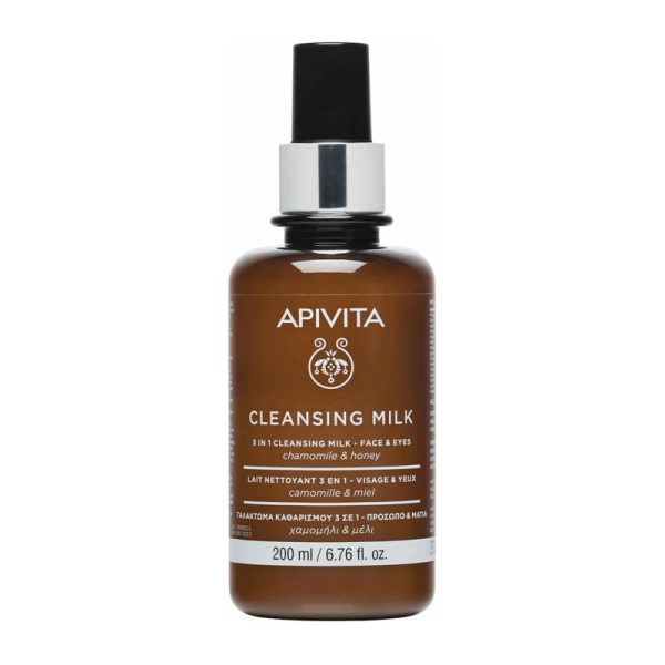 Apivita Cleansing Milk (200ml) - Γαλάκτωμα Προσώπου & Ματιών 3 σε 1 με Χαμομήλι & Μέλι