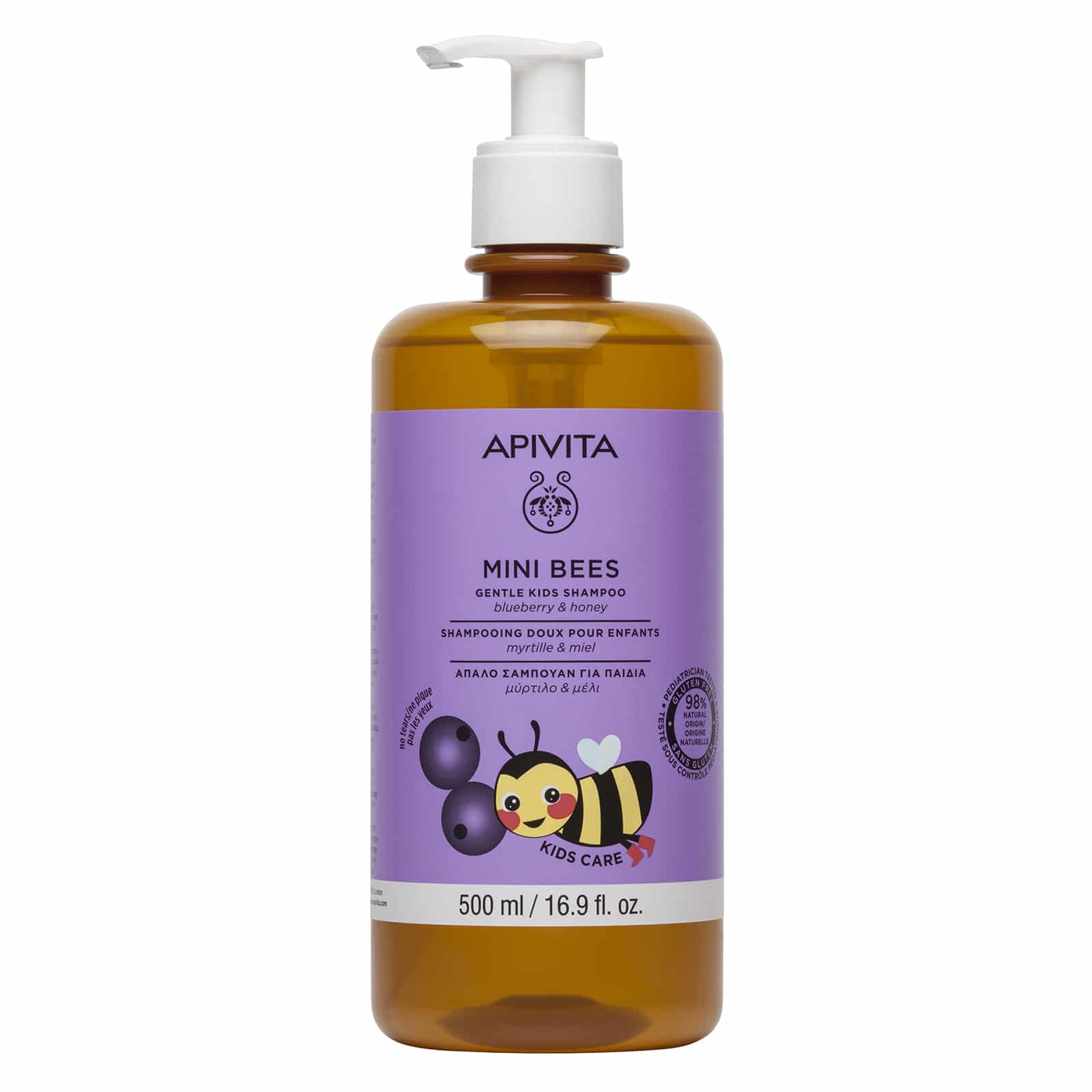 1655797942_0_Apivita-Mini-Bees-Apalo-Sampoyan-gia-Paidia-me-Myrtilo-Meli-500ml Apivita Mini Bees Gentle Kids Shampoo (500ml) - Απαλό Σαμπουάν για Παιδιά με Μύρτιλλο και Μέλι - Image 1