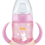 NUK First Choice Μπιμπερό εκπαίδευσης Night 150ml, ρύγχος σιλικόνης, ροζ