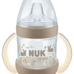 NUK for Nature Μπιμπερό εκπαίδευσης 150ml, με Δείκτη Ελέγχου Θερμοκρασίας, μπεζ