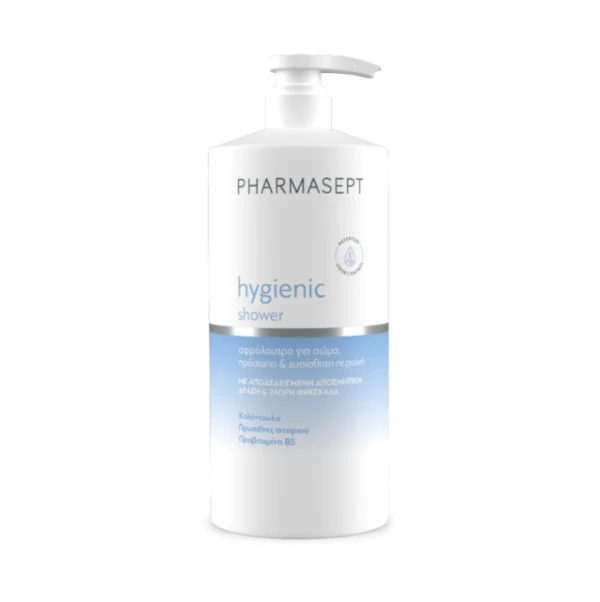 c2bfc16a5ed00d45abf061a84cd8fae4.jpg Pharmasept Hygienic Shower Αφρόλουτρο με Ήπια Αντισηπτική Δράση για Σώμα, Πρόσωπο & Ευαίσθητη Περιοχή, 1000ml - Image 1
