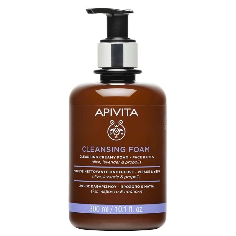13 Apivita Cleansing Foam Face-Eyes, Αφρός Καθαρισμού, με Ελιά, Λεβάντα και Πρόπολη 300ml - Image 1