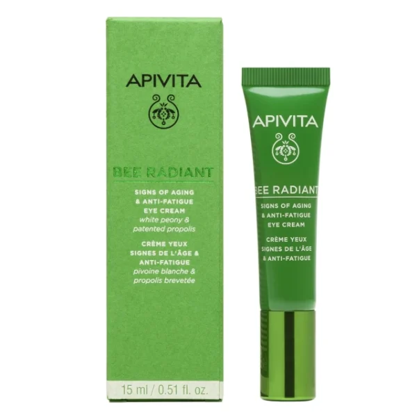 Apivita Bee Radiant Eye Cream with Peony Κρέμα Ματιών για Σημάδια Γήρανσης & Ξεκούραστη Όψη με Λευκή Παιώνια 15ml