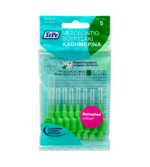 6 TePe No5 0.8mm Μεσοδόντια Βουρτσάκια 8τεμ, πράσινο. - Image 1
