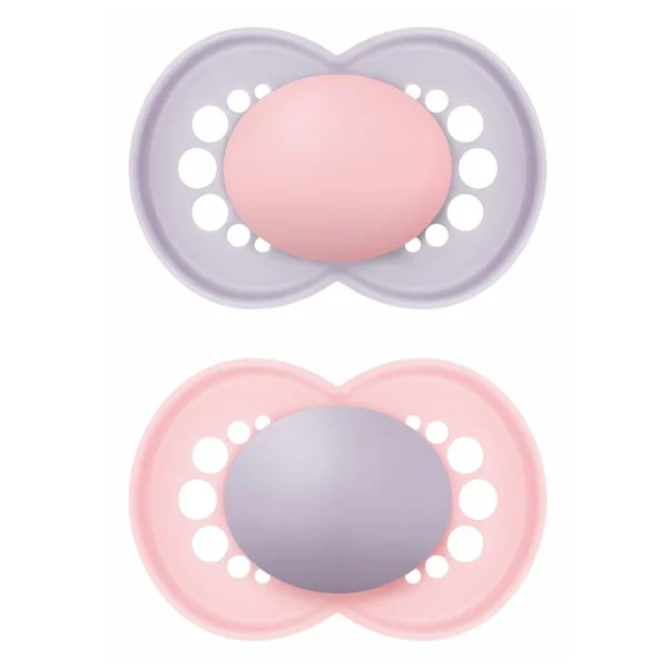 Mam Original  Πιπίλα με Θηλή Σιλικόνης 16m+ Μωβ/Ροζ, 2τμχ