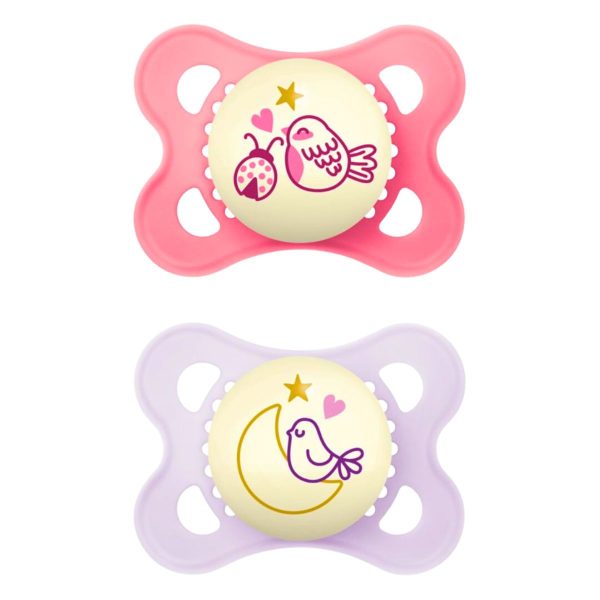 Mam Πιπίλες Σιλικόνης Original Night για 2-6 μηνών Μωβ/Ροζ 2 τεμάχια