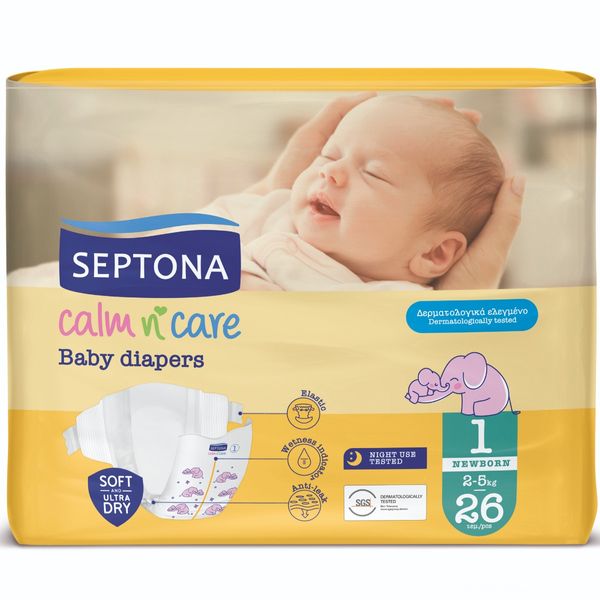 Πάνες Septona Calm N' Care Newborn No1 (2-5Kg) 26τεμ