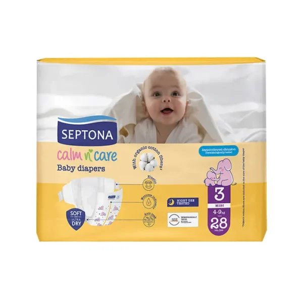 SEPTONA CALM N' CARE BABY DIAPERS MIDI No 3  - (4-9kg)