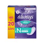 Always Dailies Fresh & Protect Normal Πακέτο Προσφοράς Σερβιετάκια 40+20 Δώρο