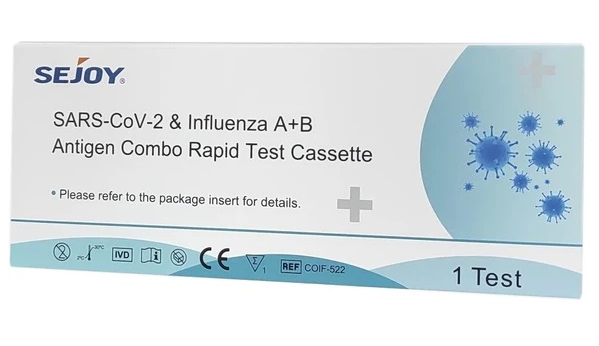 Sejoy SARS-CoV-2 & Influenza A+B Antigen Combo Rapid Test Cassette