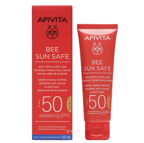 Apivita Bee Sun Safe Anti-spot & Anti-age Tinted SPF50  - Αντιηλιακή με Χρώμα, Πανάδες