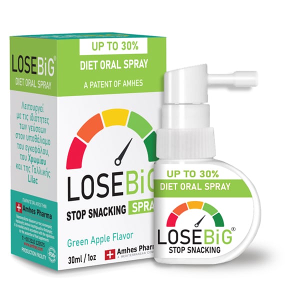 LOSEBiG Stop Snacking Spray, Green Apple Flavor - Σπρέι για την Μείωση του το Τσιμπολογήματος