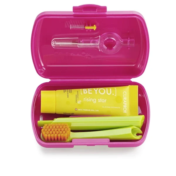 Curaprox Travel Set Στοματικής Υγιεινής Ταξιδίου Φούξια