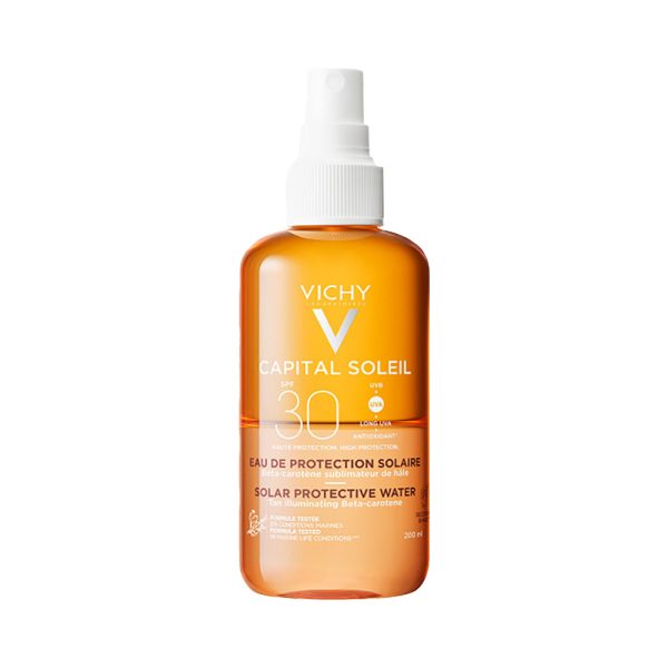 Vichy Capital Soleil Solar Protective Water Beta Carotene SPF30- Αντηλιακό Νερό, Λαμπερό Μαύρισμα