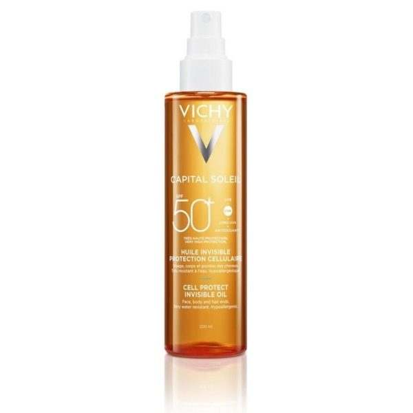 Vichy Capital Soleil Cell Protect Invisible Oil SPF50+ - Αδιάβροχο Αντηλιακό Λάδι Προσώπου & Σώματος