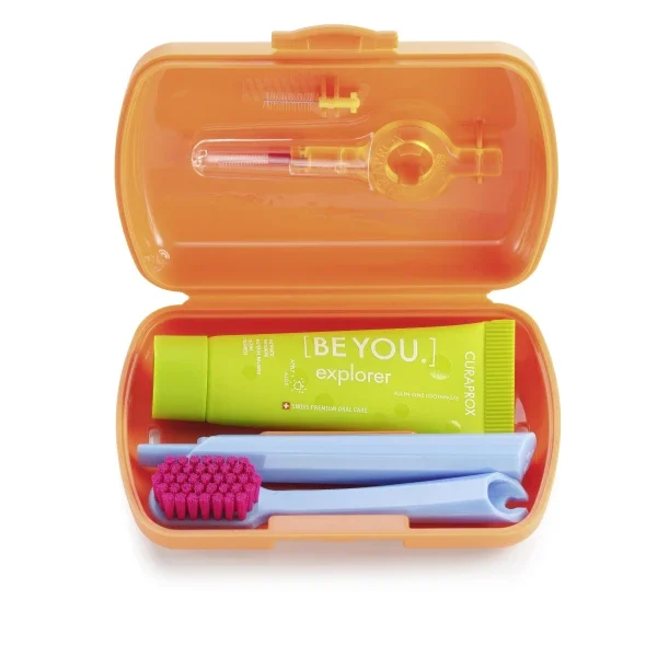 Curaprox Travel Set Στοματικής Υγιεινής Ταξιδίου Πορτοκαλί