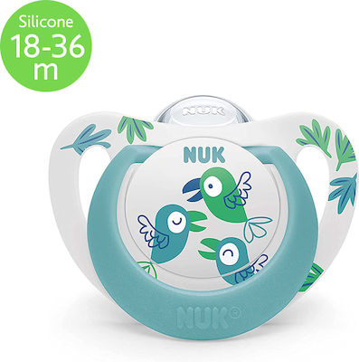 NUK Star Πιπίλα Σιλικόνης 18-36 μηνών με Θήκη & Κρίκο 1τμχ.