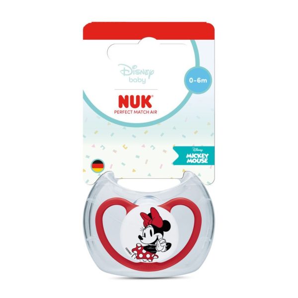 NUK Perfect Match Air Πιπίλα Σιλικόνης για 0-6 μηνών με Θήκη Minnie Κόκκινη
