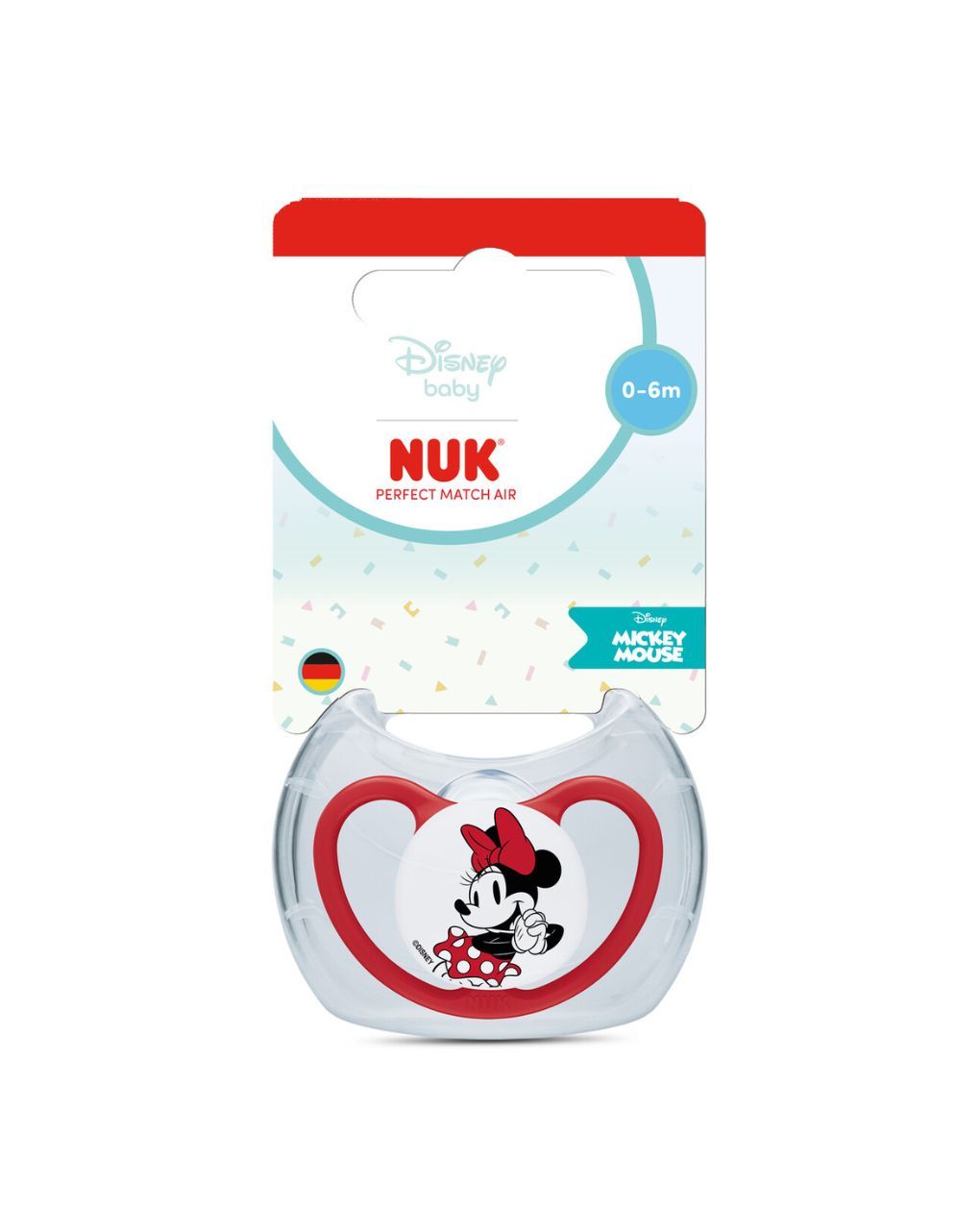 26 NUK Perfect Match Air Πιπίλα Σιλικόνης για 0-6 μηνών με Θήκη Minnie Κόκκινη - Image 1