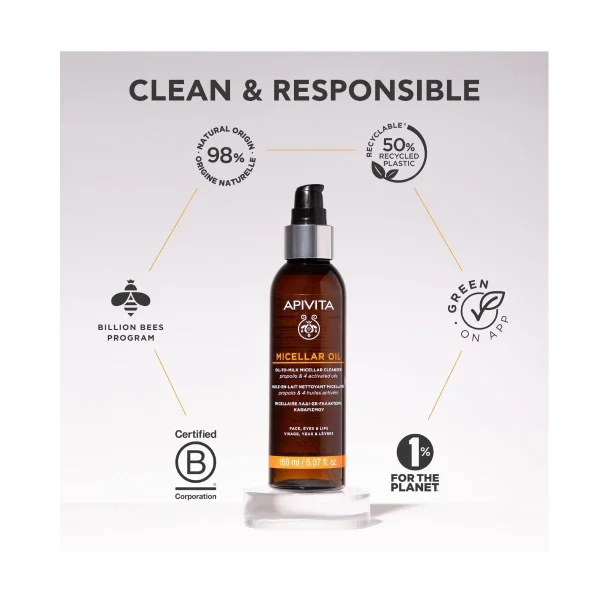 Apivita Micellar Oil - Λάδι Καθαρισμού Προσώπου & Ματιών με Πρόπολη