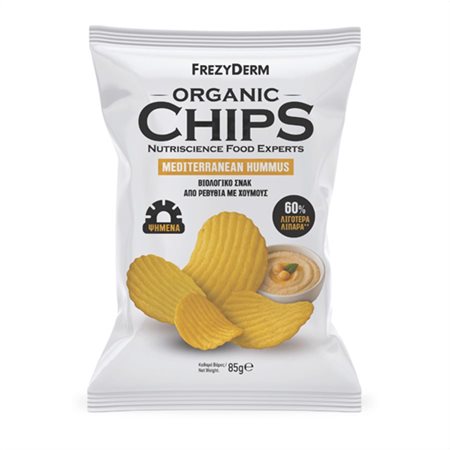 FREZYDERM ORGANIC CHIPS MEDITERRANEAN HUMMUS - Βιολογικό σνακ από ρεβύθια με χούμους