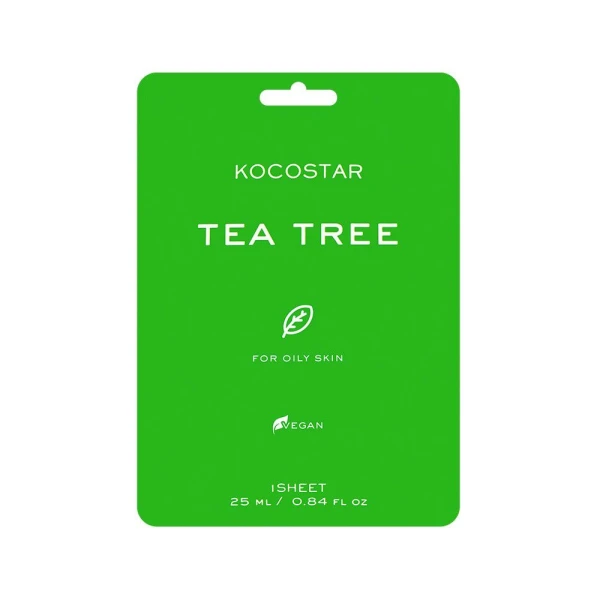 Kocostar Tea Tree Sheet Εμποτισμένη Μάσκα Τόνωσης για Λιπαρές Επιδερμίδες 25ml mask