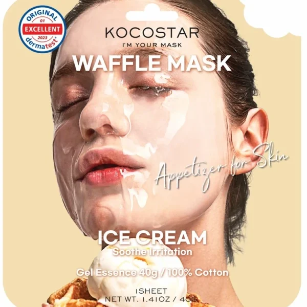 Kocostar Waffle Mask Ice Cream Gel Essense Εμποτισμένη Καταπραϋντική Μάσκα Προσώπου 40gr